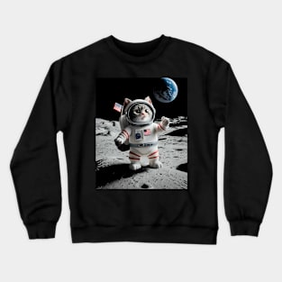 Astronaut cat on moon Crewneck Sweatshirt